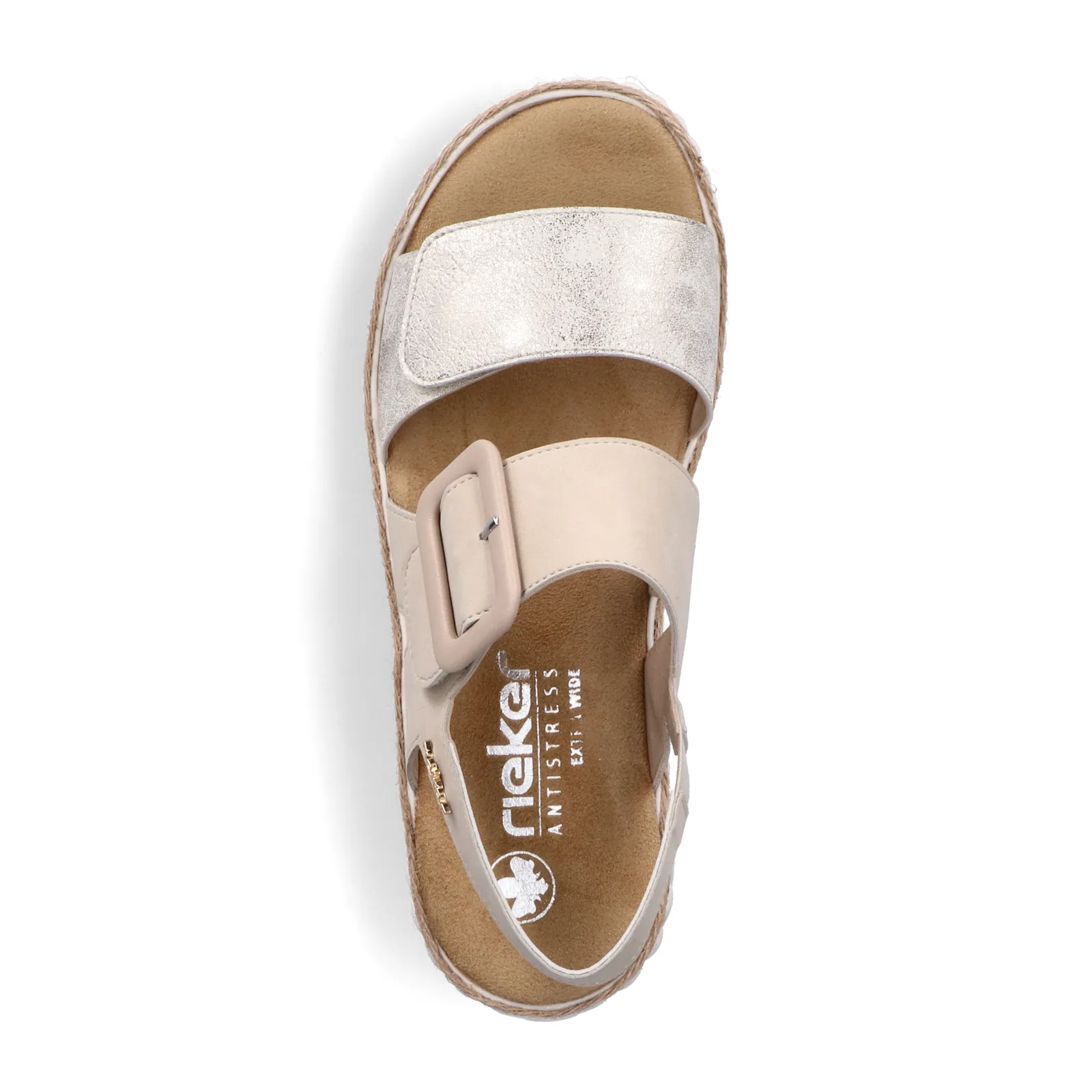 Rieker Rachel 69260 Wedge Sandal (Women) - Beige Gold