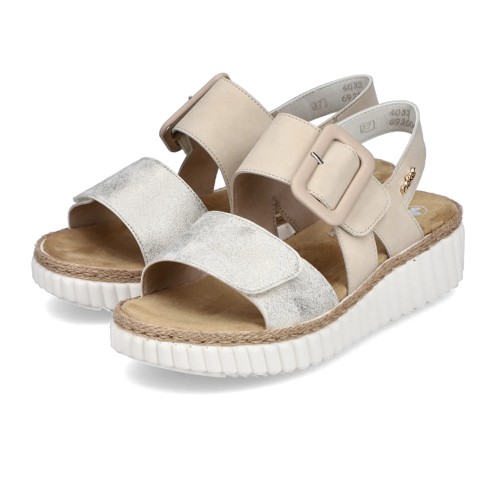 Rieker Rachel 69260 Wedge Sandal (Women) - Beige Gold