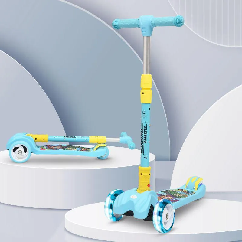 Road Runner Scooter For Kids - PU LED Wheels, 4 Level Height Adjustment, Anti Slip Deck, Safety Certified, 3-Wheel scooter, Easy use, 3-7years