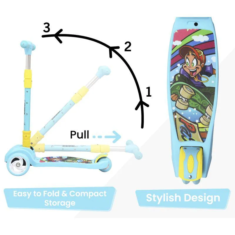 Road Runner Scooter For Kids - PU LED Wheels, 4 Level Height Adjustment, Anti Slip Deck, Safety Certified, 3-Wheel scooter, Easy use, 3-7years