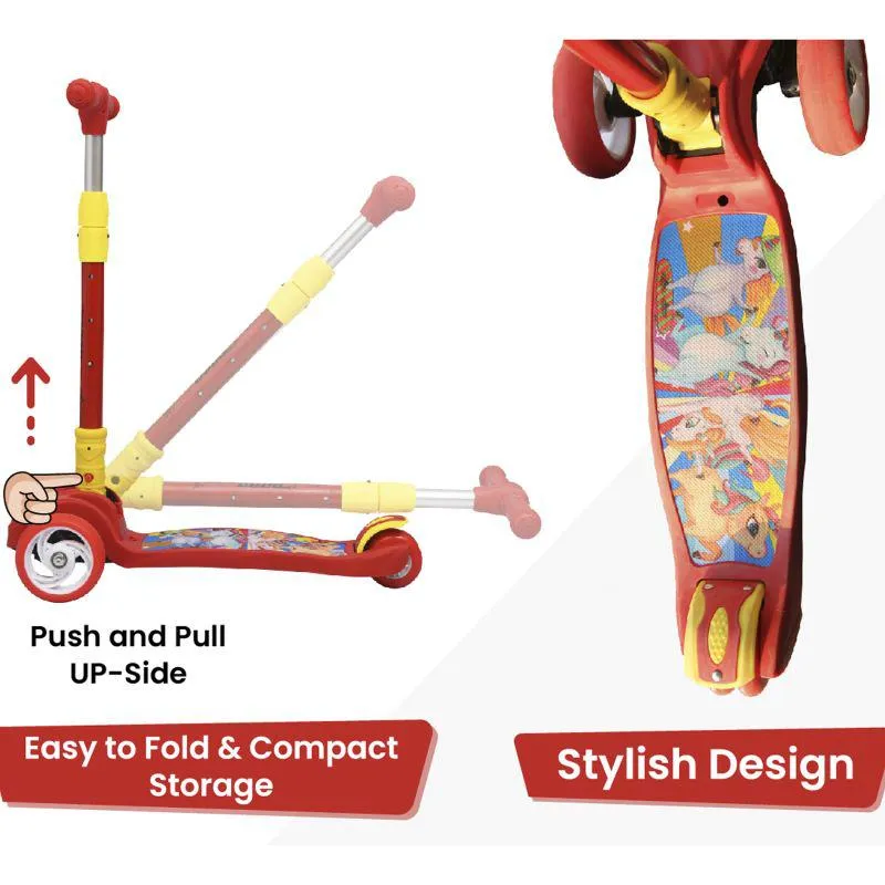 Road Runner Scooter For Kids - PU LED Wheels, 4 Level Height Adjustment, Anti Slip Deck, Safety Certified, 3-Wheel scooter, Easy use, 3-7years