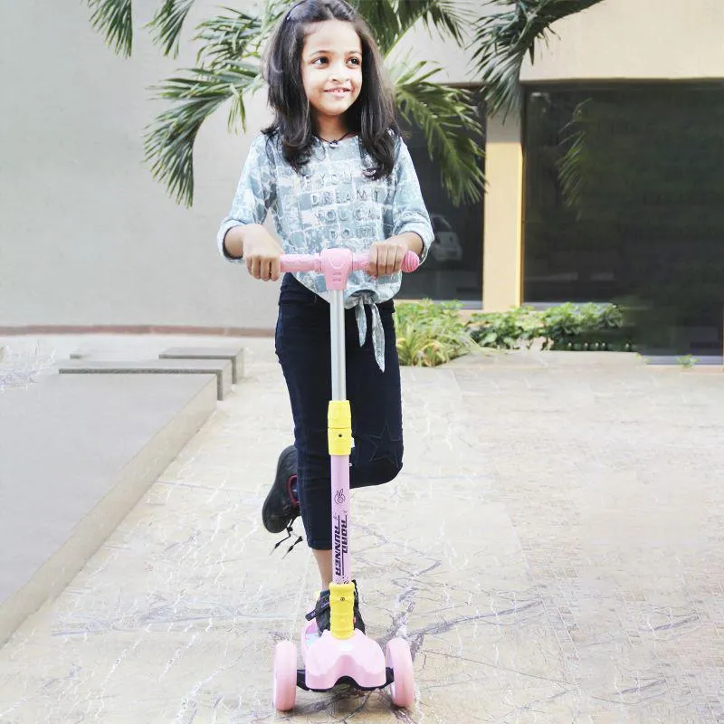 Road Runner Scooter For Kids - PU LED Wheels, 4 Level Height Adjustment, Anti Slip Deck, Safety Certified, 3-Wheel scooter, Easy use, 3-7years