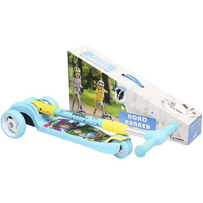 Road Runner Scooter For Kids - PU LED Wheels, 4 Level Height Adjustment, Anti Slip Deck, Safety Certified, 3-Wheel scooter, Easy use, 3-7years