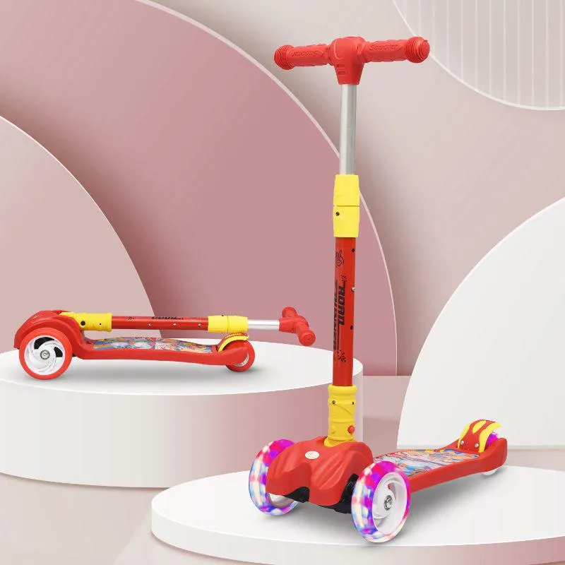Road Runner Scooter For Kids - PU LED Wheels, 4 Level Height Adjustment, Anti Slip Deck, Safety Certified, 3-Wheel scooter, Easy use, 3-7years