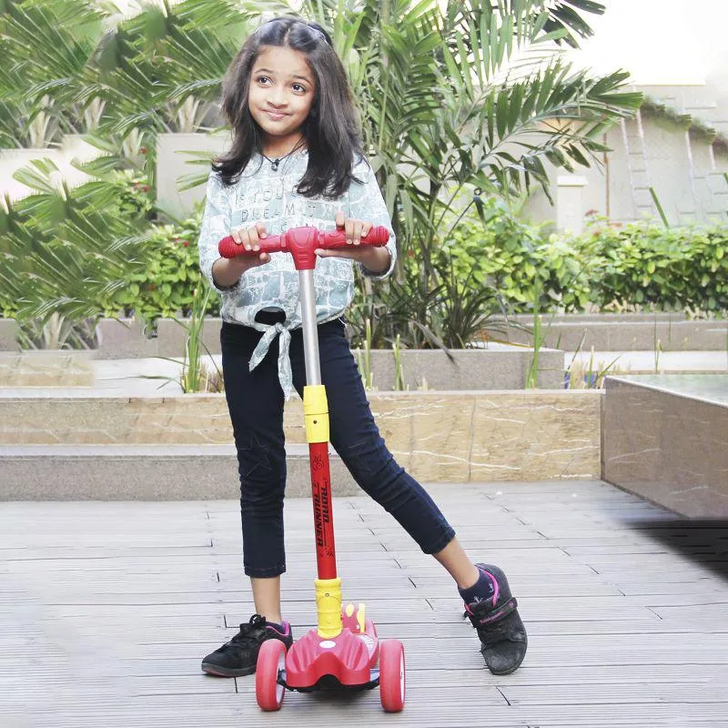 Road Runner Scooter For Kids - PU LED Wheels, 4 Level Height Adjustment, Anti Slip Deck, Safety Certified, 3-Wheel scooter, Easy use, 3-7years