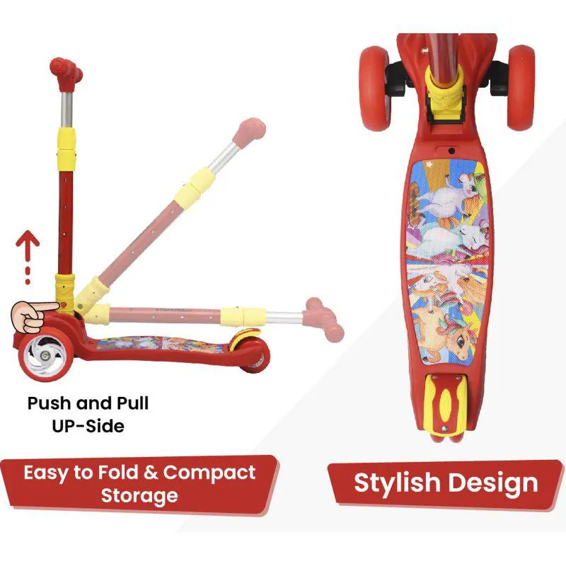 Road Runner Scooter For Kids - PU LED Wheels, 4 Level Height Adjustment, Anti Slip Deck, Safety Certified, 3-Wheel scooter, Easy use, 3-7years