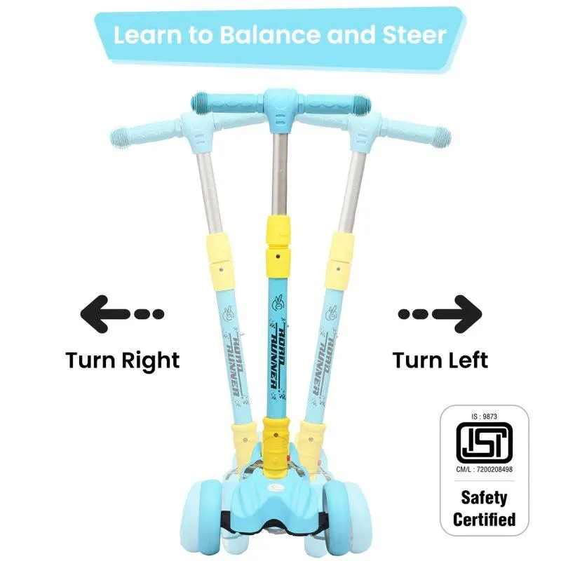 Road Runner Scooter For Kids - PU LED Wheels, 4 Level Height Adjustment, Anti Slip Deck, Safety Certified, 3-Wheel scooter, Easy use, 3-7years