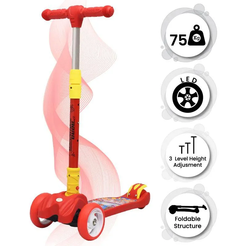 Road Runner Scooter For Kids - PU LED Wheels, 4 Level Height Adjustment, Anti Slip Deck, Safety Certified, 3-Wheel scooter, Easy use, 3-7years