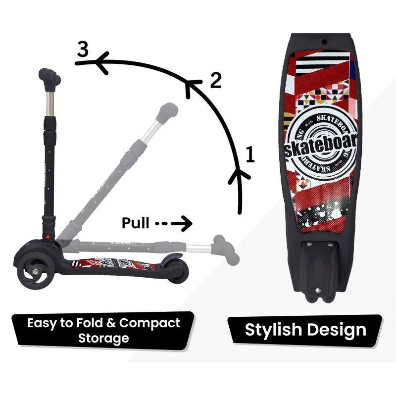 Road Runner Scooter For Kids - PU LED Wheels, 4 Level Height Adjustment, Anti Slip Deck, Safety Certified, 3-Wheel scooter, Easy use, 3-7years