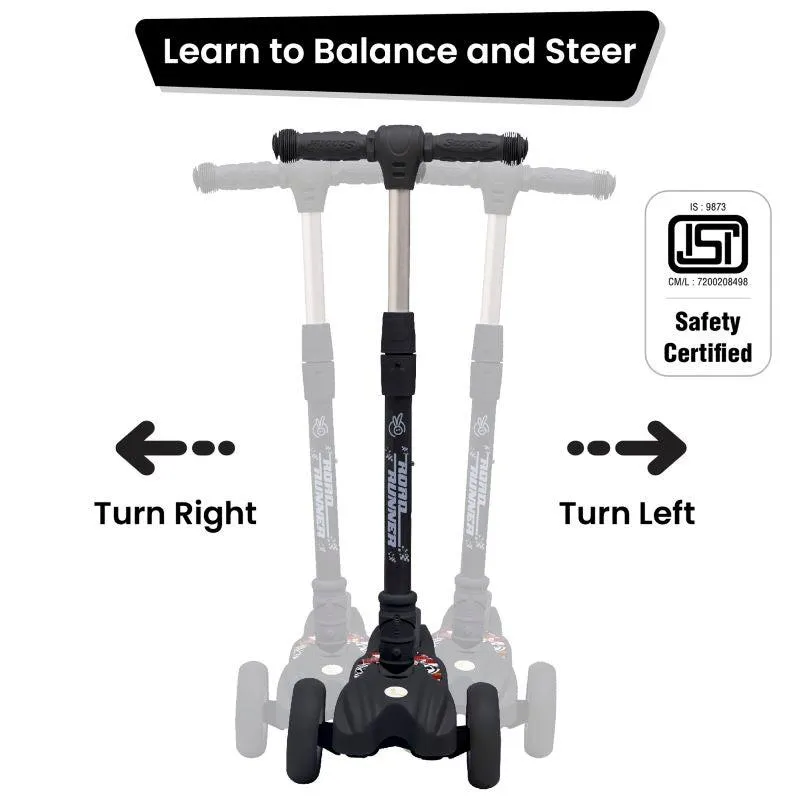 Road Runner Scooter For Kids - PU LED Wheels, 4 Level Height Adjustment, Anti Slip Deck, Safety Certified, 3-Wheel scooter, Easy use, 3-7years