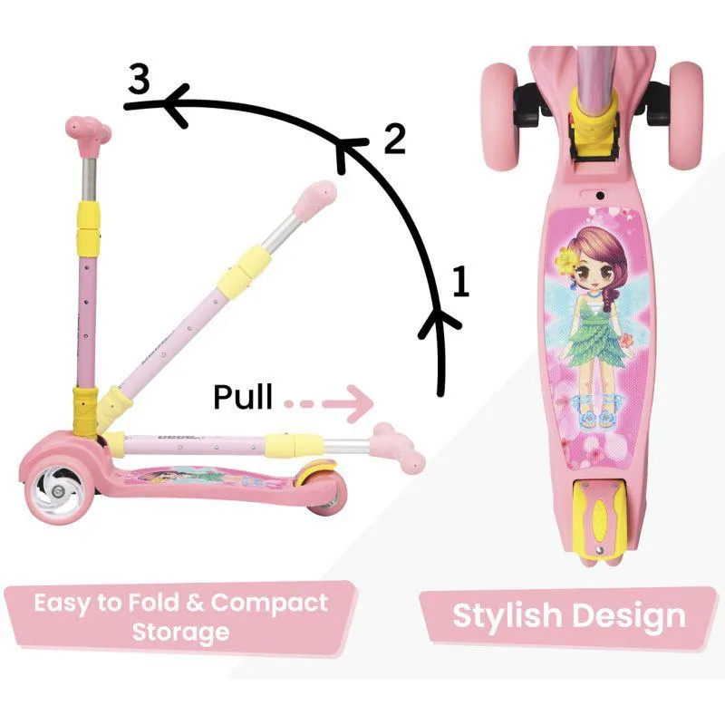 Road Runner Scooter For Kids - PU LED Wheels, 4 Level Height Adjustment, Anti Slip Deck, Safety Certified, 3-Wheel scooter, Easy use, 3-7years