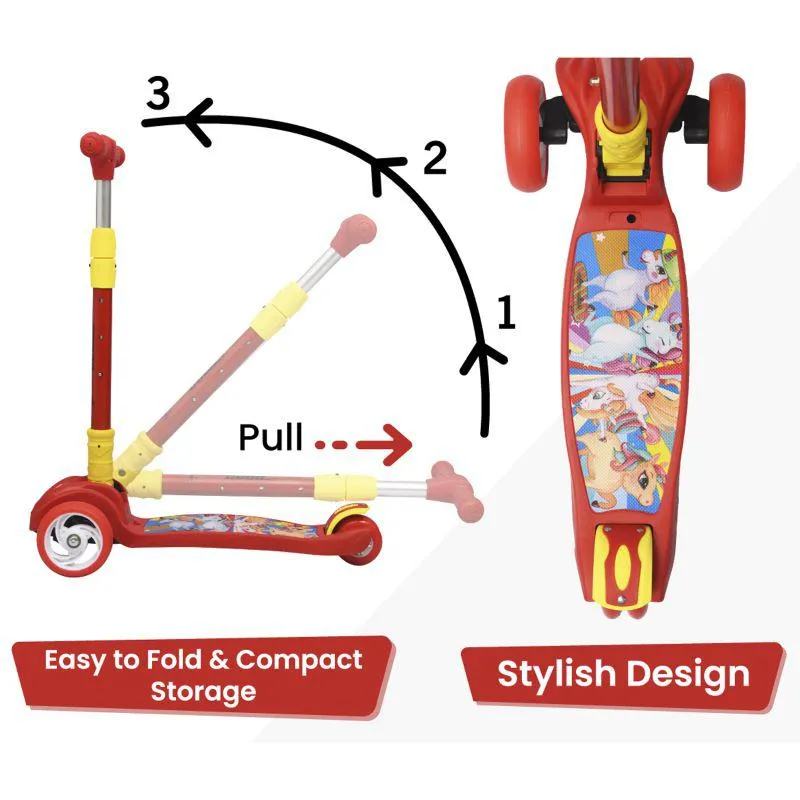 Road Runner Scooter For Kids - PU LED Wheels, 4 Level Height Adjustment, Anti Slip Deck, Safety Certified, 3-Wheel scooter, Easy use, 3-7years