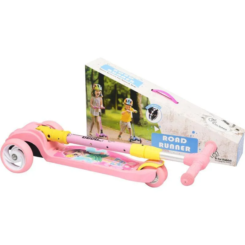 Road Runner Scooter For Kids - PU LED Wheels, 4 Level Height Adjustment, Anti Slip Deck, Safety Certified, 3-Wheel scooter, Easy use, 3-7years