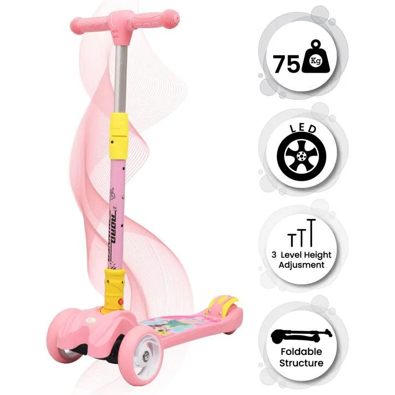 Road Runner Scooter For Kids - PU LED Wheels, 4 Level Height Adjustment, Anti Slip Deck, Safety Certified, 3-Wheel scooter, Easy use, 3-7years