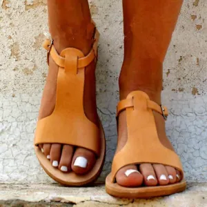 Roma Open Toe Strap Yellow Flat Sandal