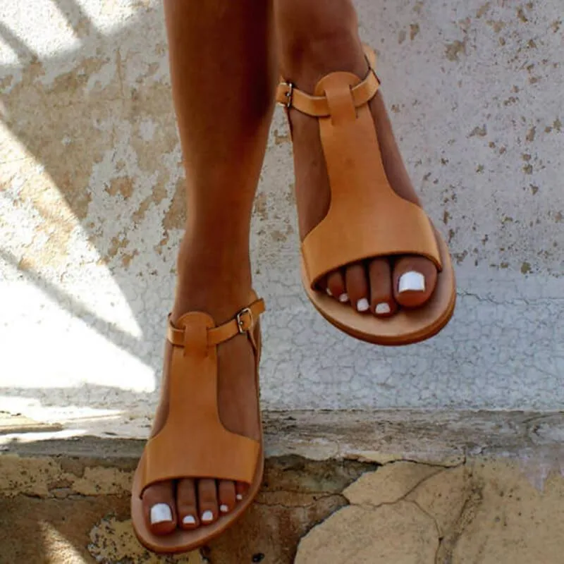 Roma Open Toe Strap Yellow Flat Sandal