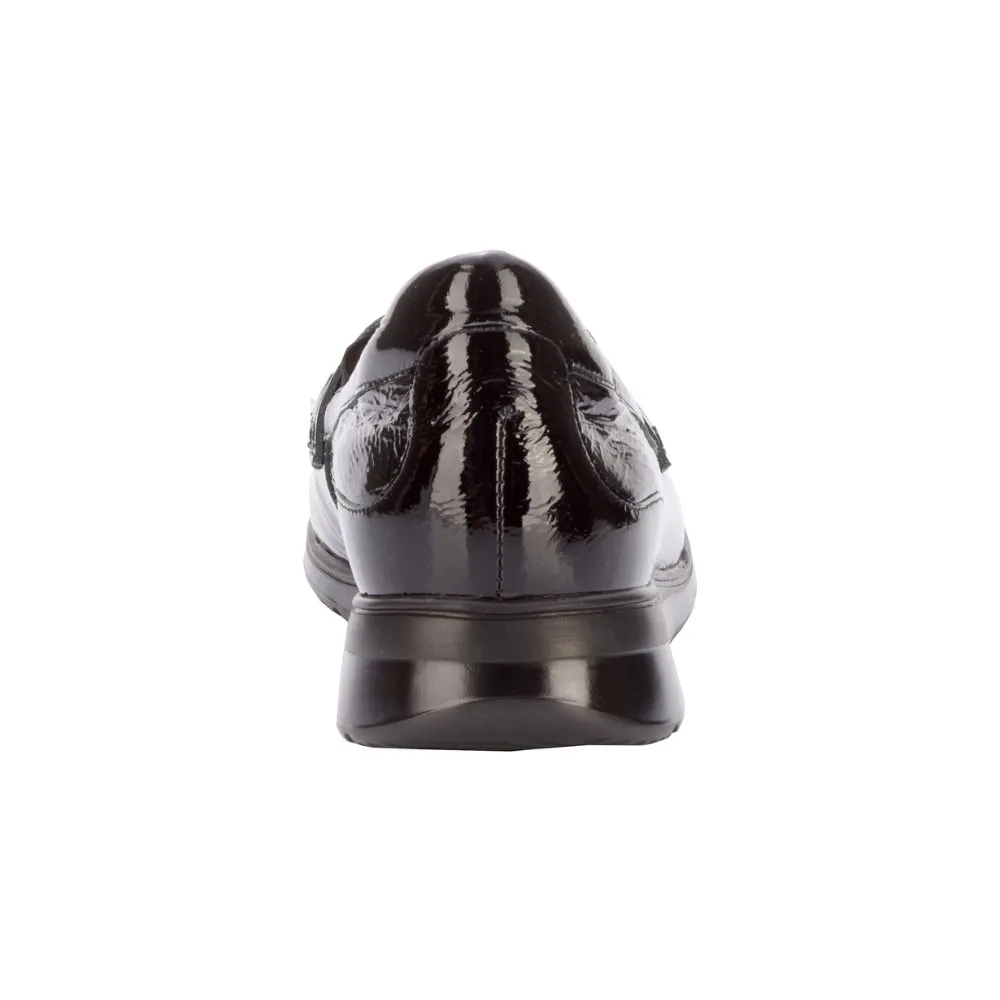 Ros Hommerson Dannon Black Crinkle Patent Loafer (Women's)