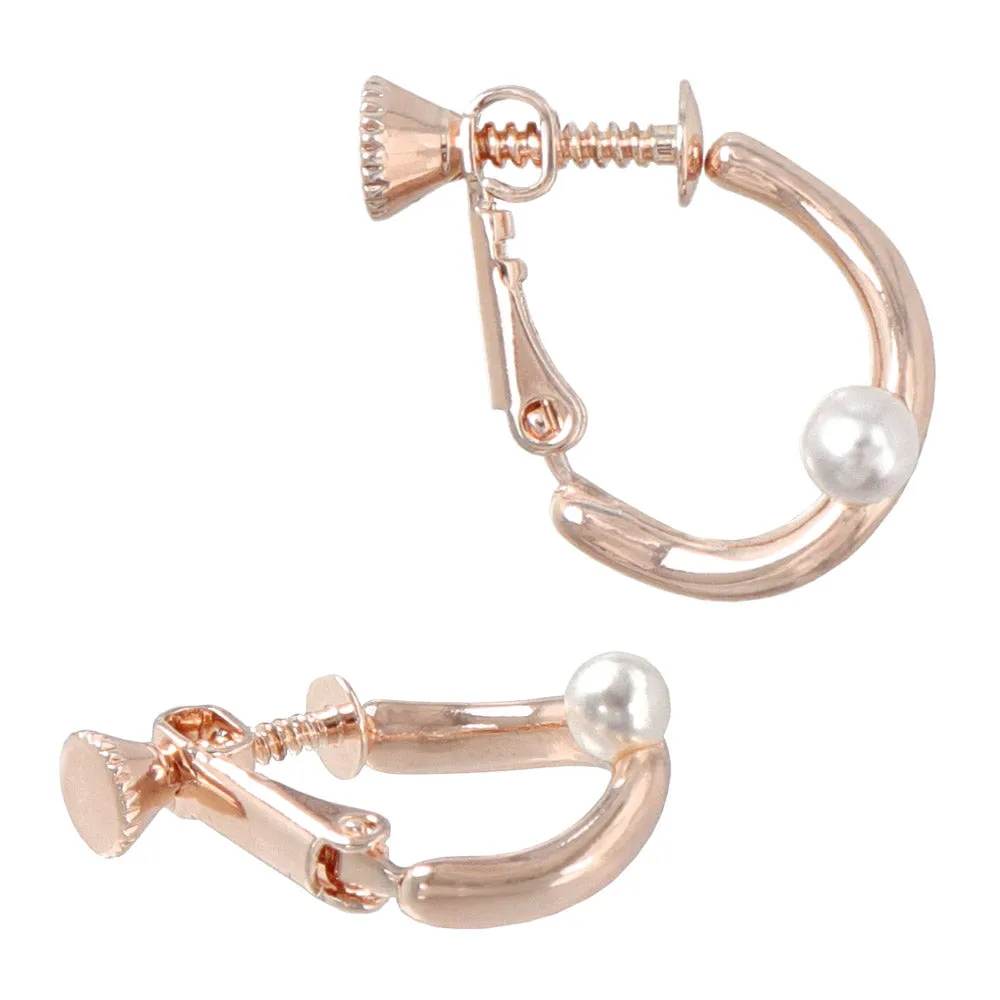 Rose Silver Wave Clip Ons