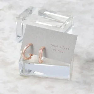 Rose Silver Wave Clip Ons