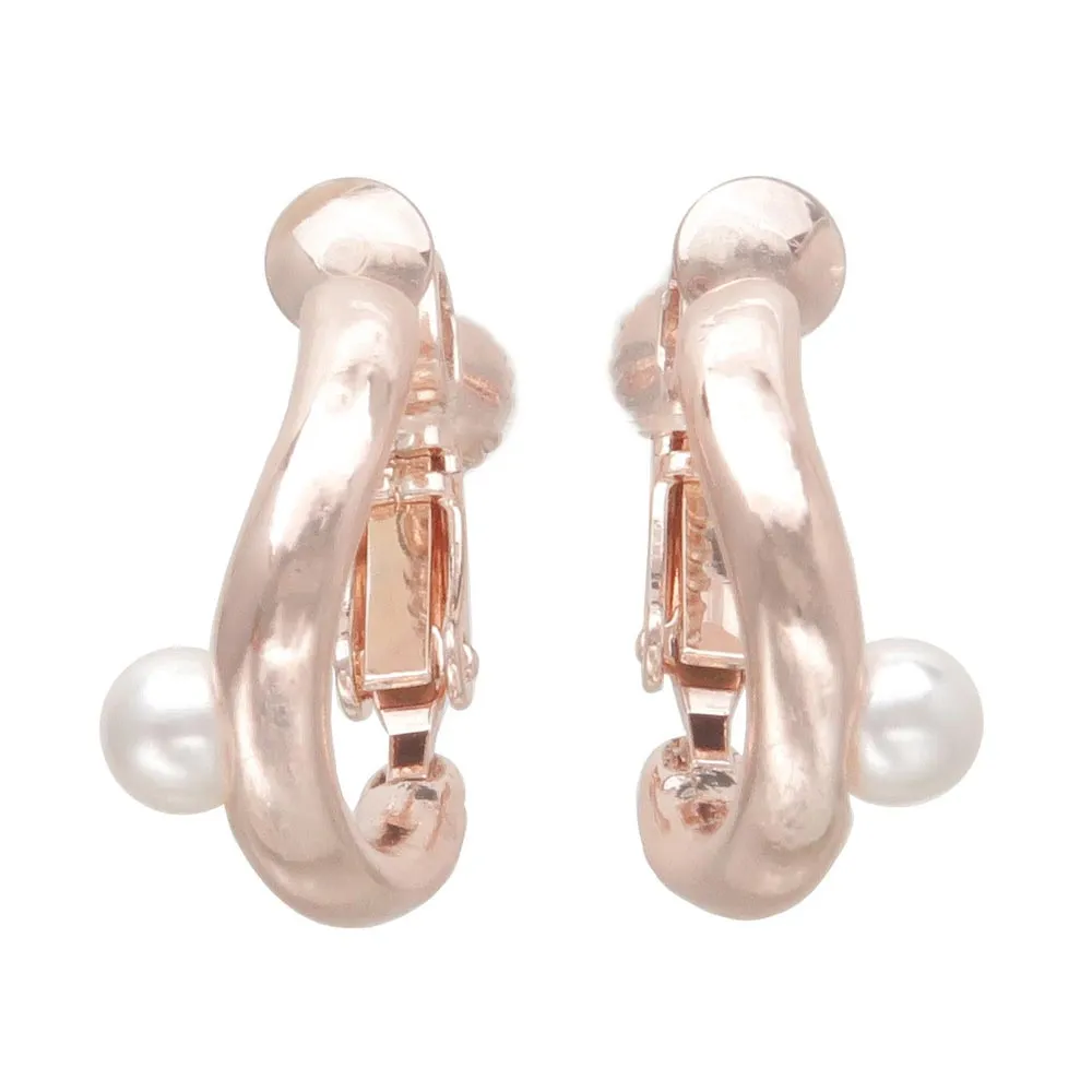 Rose Silver Wave Clip Ons