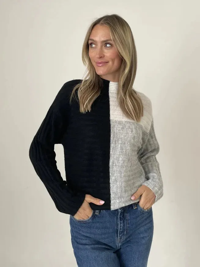 Sale Maggie Color Block Funnel Neck Sweater