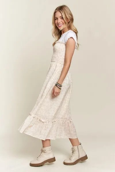 Smocked Floral Ruffled Hem Cami Dress