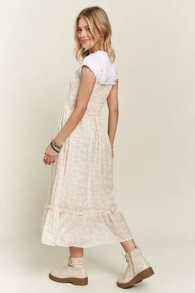 Smocked Floral Ruffled Hem Cami Dress