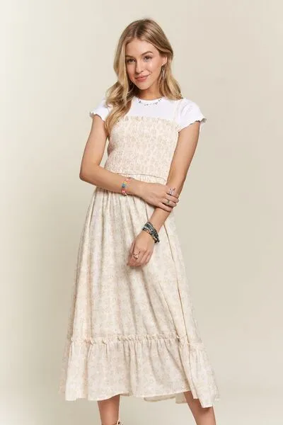 Smocked Floral Ruffled Hem Cami Dress