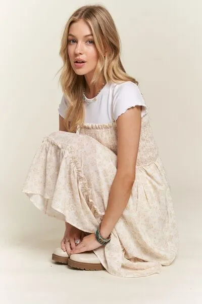 Smocked Floral Ruffled Hem Cami Dress