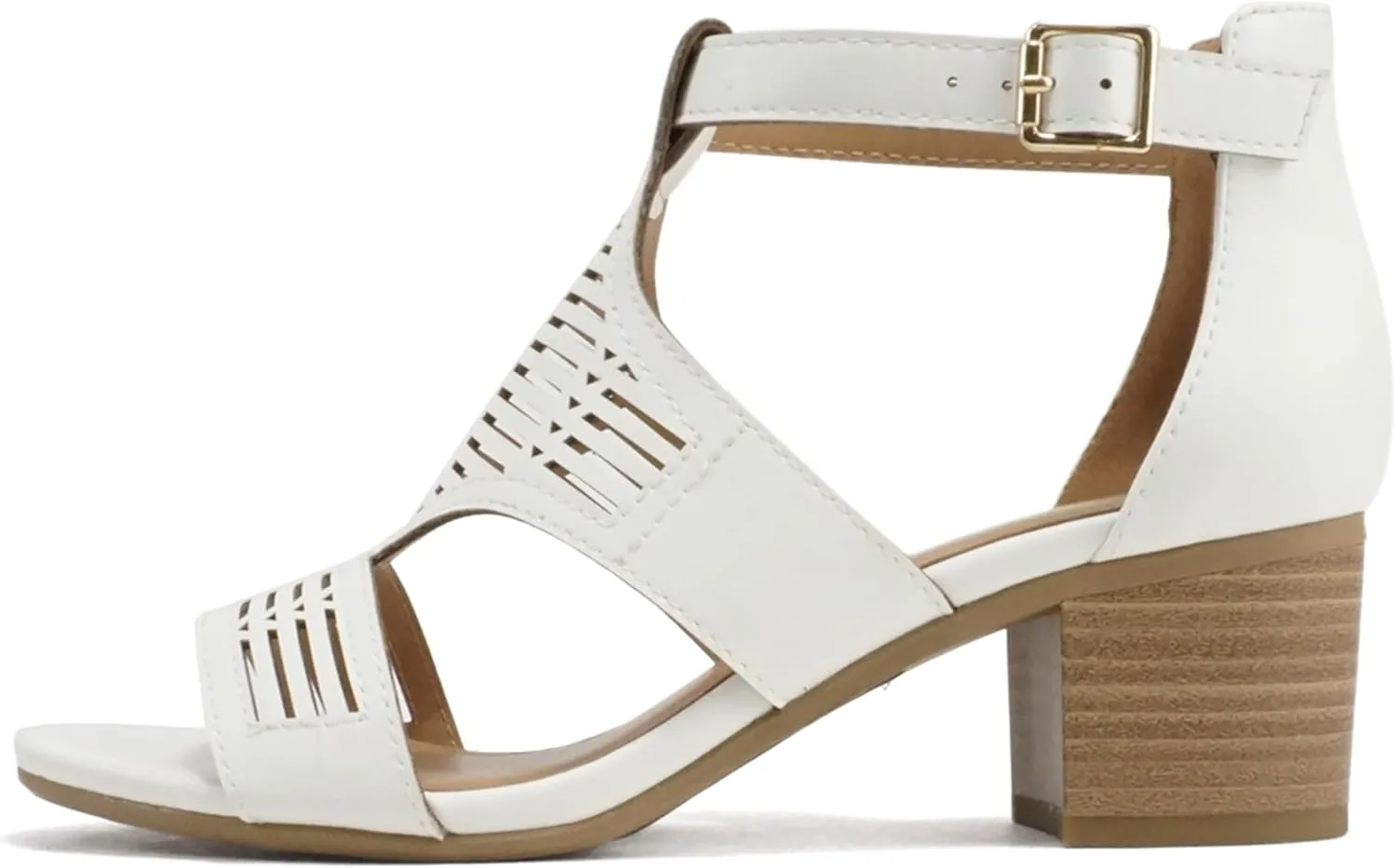 Soda Norway ~ Women Open Toe Closed Back Counter Cutout Upper Low Block Heel Sandal with Adjustable Ankle Strap