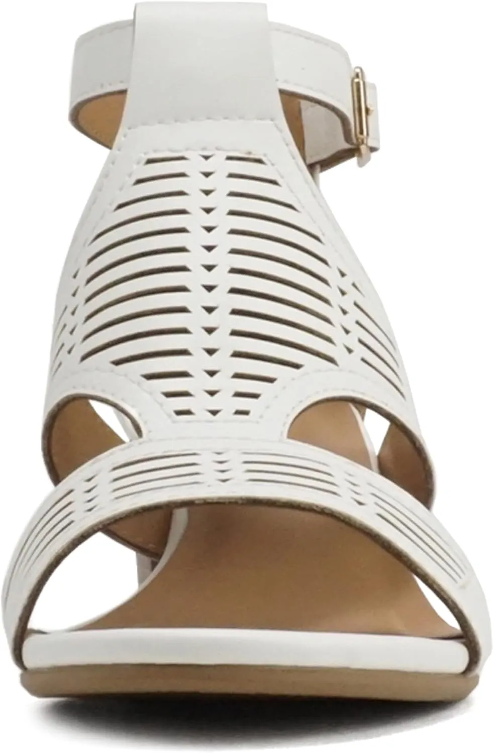 Soda Norway ~ Women Open Toe Closed Back Counter Cutout Upper Low Block Heel Sandal with Adjustable Ankle Strap