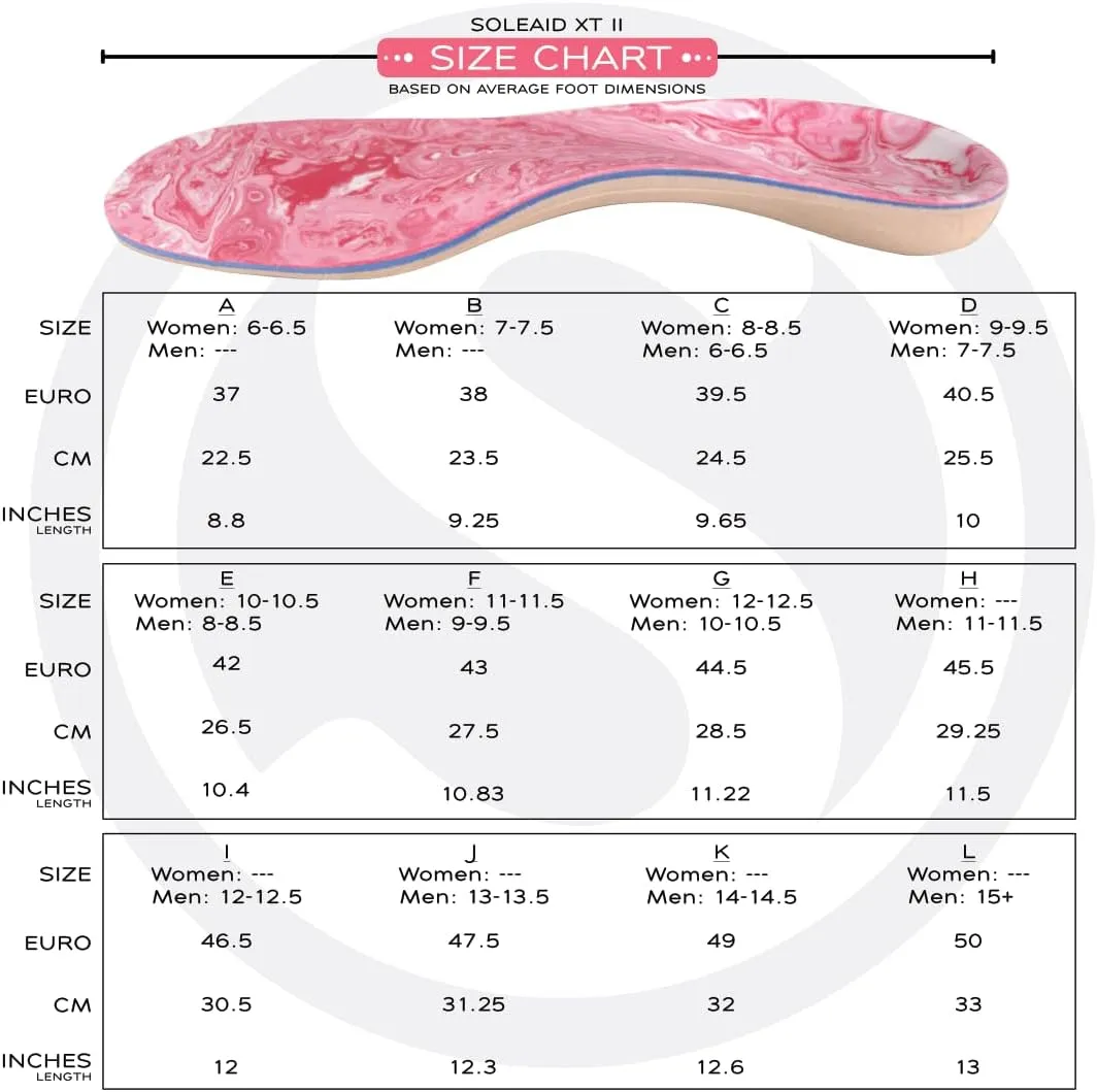 SoleAid XTI Insoles - 3-Layer Performance Insole, Semi-Rigid Arch Support - Light Weight, Shock Absorbing, Anti-Fatigue Foot Orthotic for Plantar Fasciitis (Men's 7-7.5 / Women's 9-9.5)