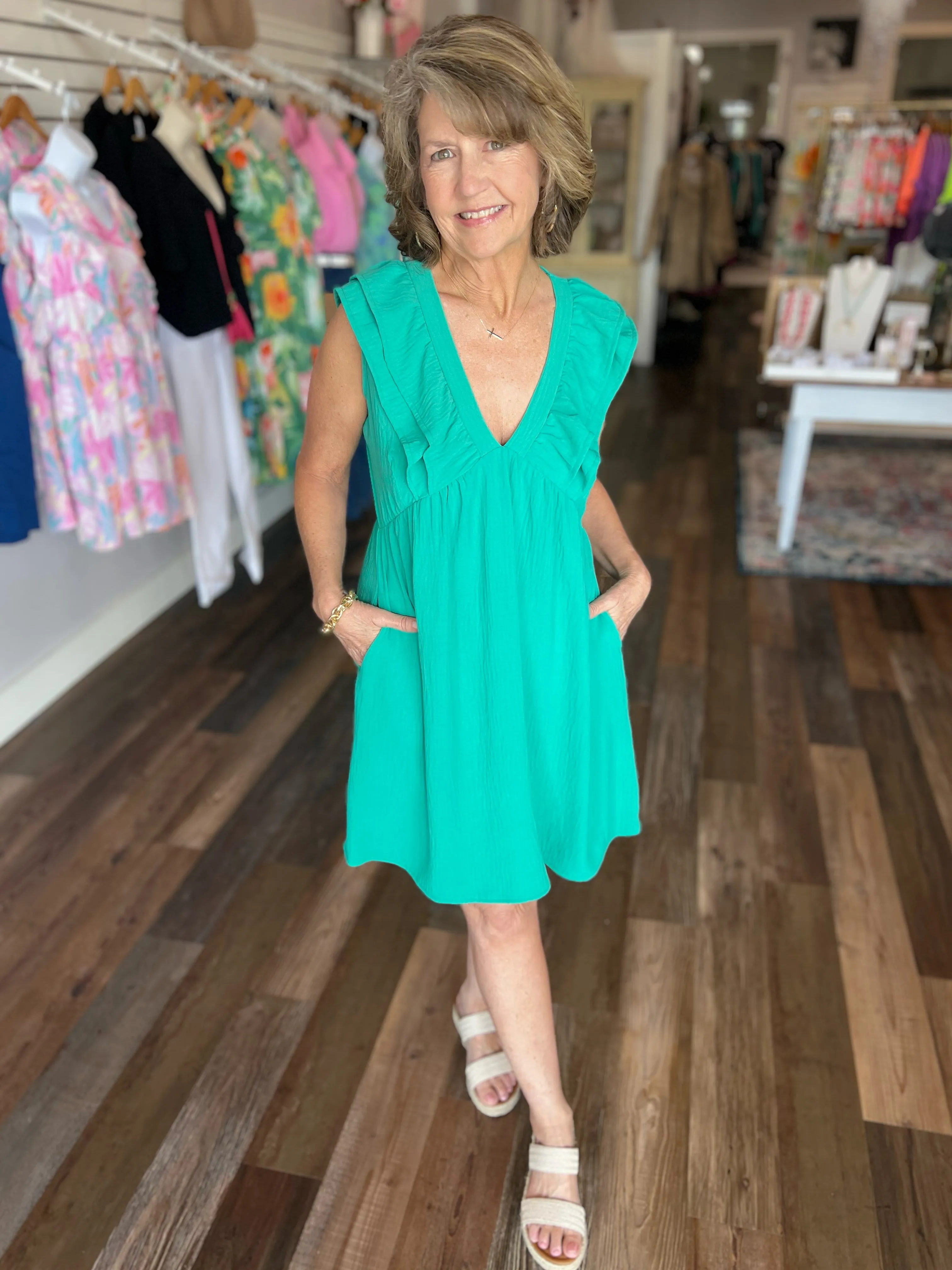 Stay in Your Lane Green Dress