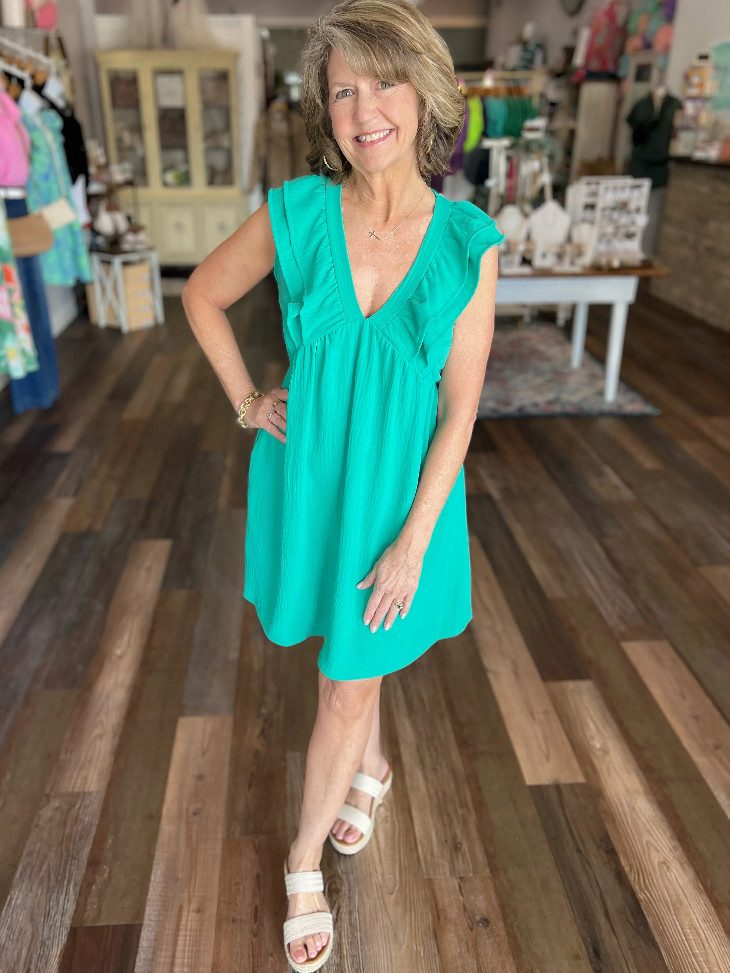 Stay in Your Lane Green Dress