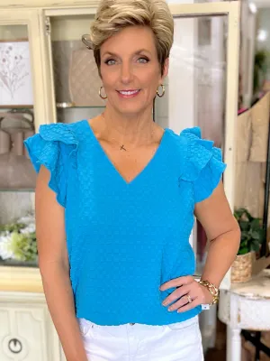 Textured Jacquard V-Neck Top