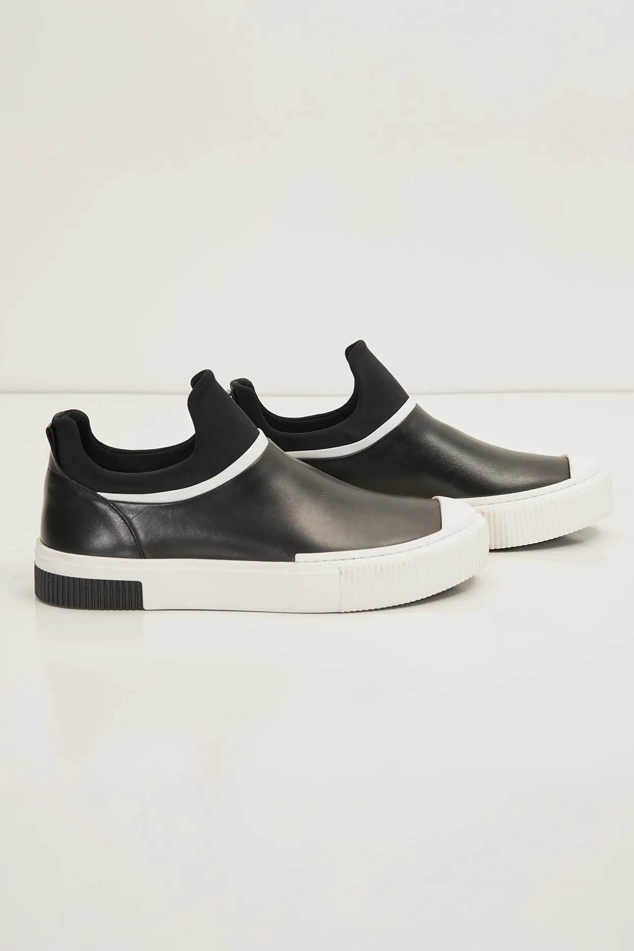 The King - Leather Skate Slip Ons - Neoprene And Leather Black