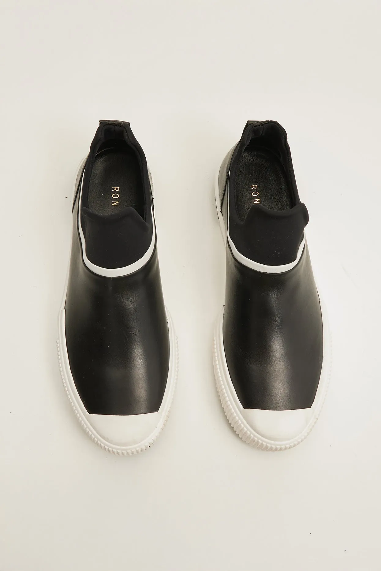 The King - Leather Skate Slip Ons - Neoprene And Leather Black