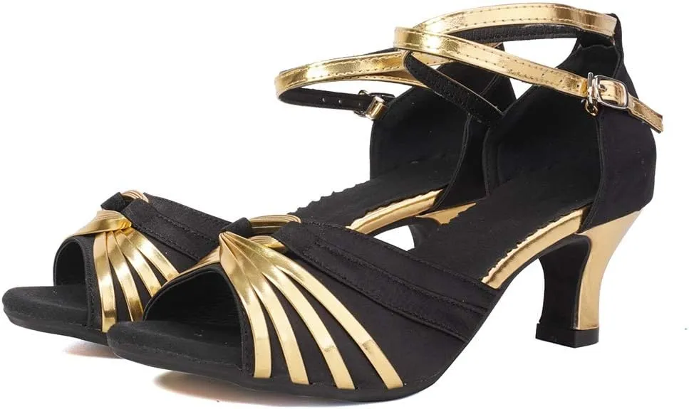 TINRYMX Women Latin Dance Shoes Open Toe Ballroom Salsa Tango Dancing Shoes, Model DY-08-5.5