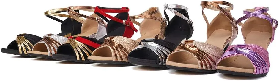 TINRYMX Women Latin Dance Shoes Open Toe Ballroom Salsa Tango Dancing Shoes, Model DY-08-5.5