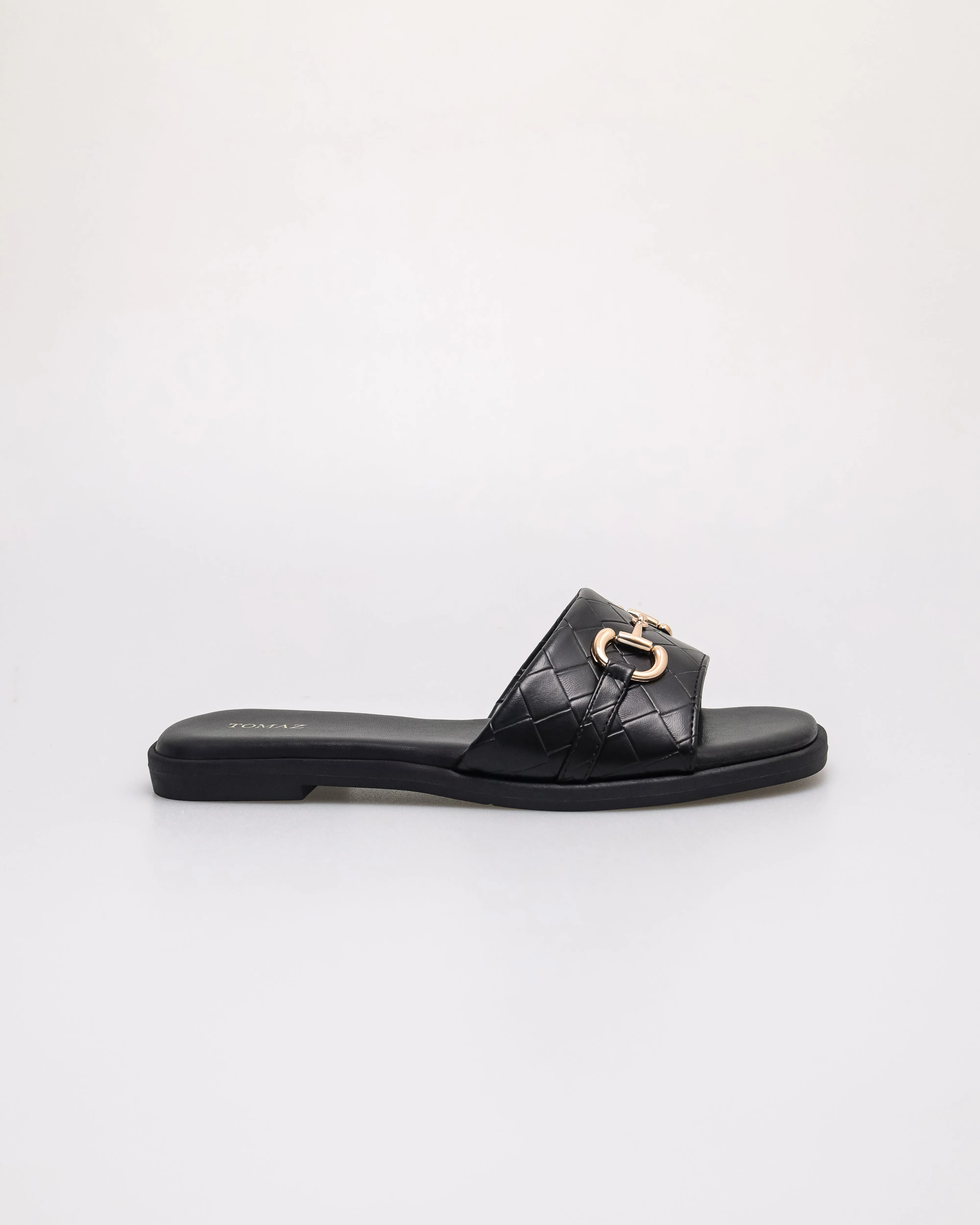 Tomaz YX221 Ladies Quilted Horsebit Flats (Black)