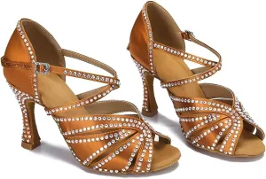 Women Ballroom Dance Shoes Diamond Fashion Modern Latin Salsa Bachata Practice Performance Dance Shoes