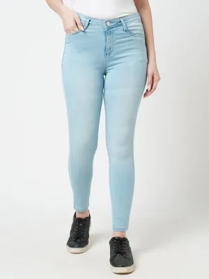 Women Light Blue Mid-Rise Skinny Jeans