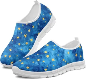 Women Walking Tennis Shoes Lightweight Slip On Sneakers Breathable Non Slip Gym Workout Shoes for Jogging Travel Size 5..5-11.5 White Sole