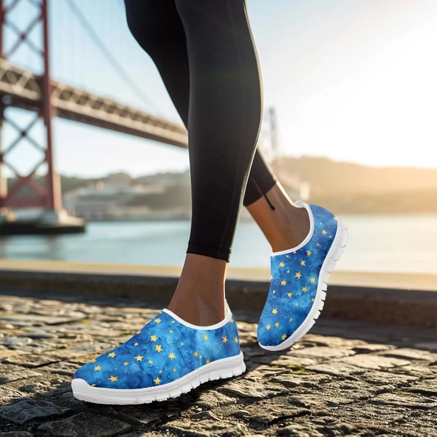 Women Walking Tennis Shoes Lightweight Slip On Sneakers Breathable Non Slip Gym Workout Shoes for Jogging Travel Size 5..5-11.5 White Sole