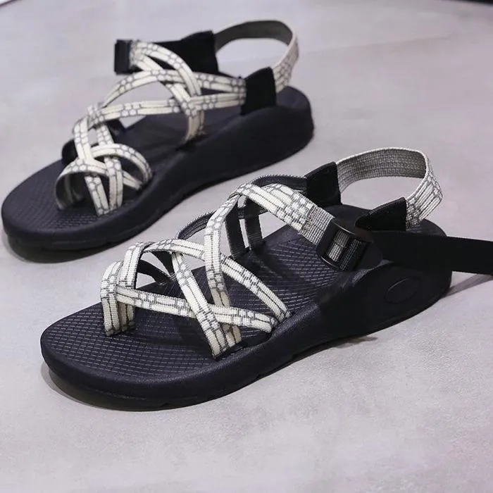 Women wedge heel comfortable criss cross ankle strap sandals