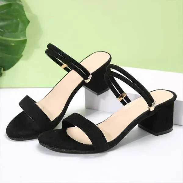 Women's Mid-Heel Peep Toe Chunky Heel Slingback Sandals 75076075C
