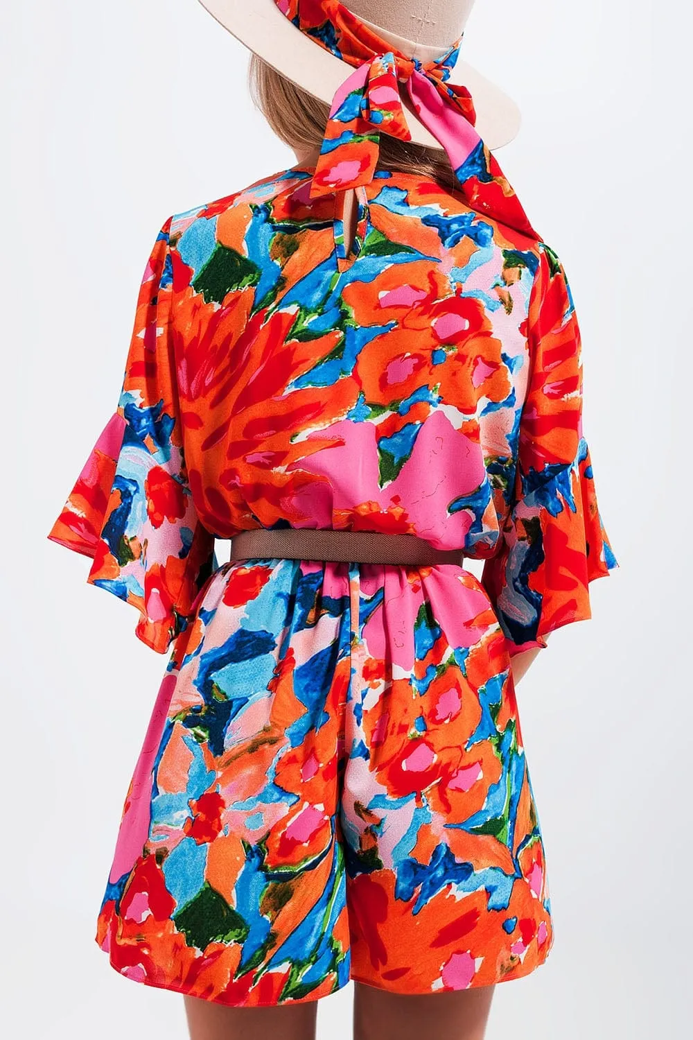 Wrap Playsuit In Floral
