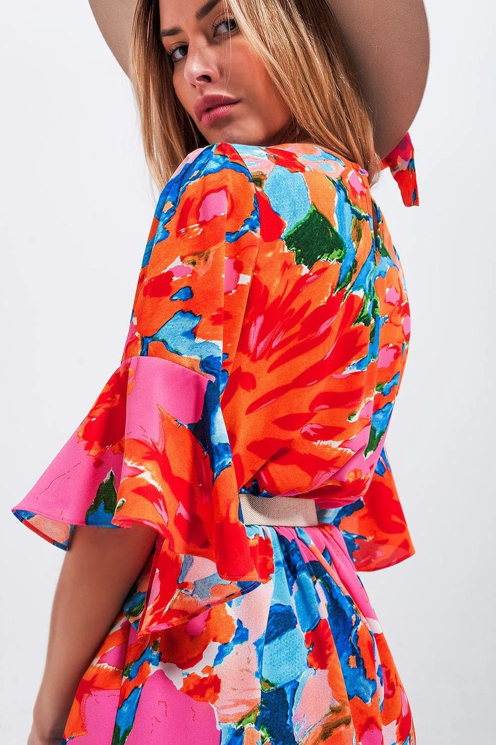 Wrap Playsuit In Floral