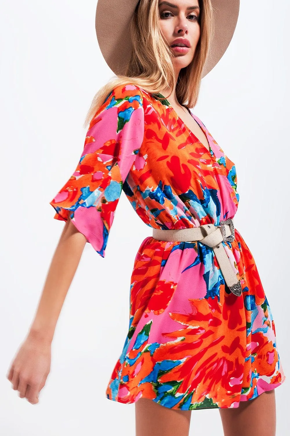 Wrap Playsuit In Floral